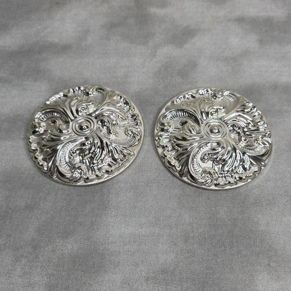 Amerock Ornate Rosette‎ Backplates 3.5" Chrome Cabinet Drawer Hardware Vtg